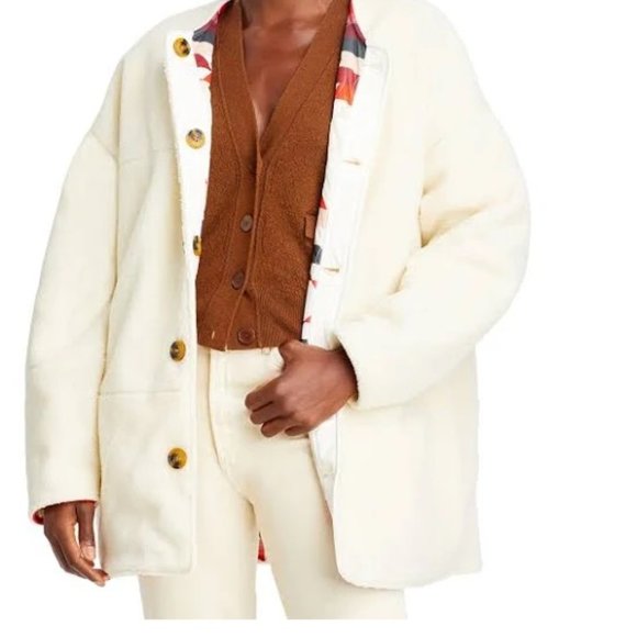 SALE!! AQUA PENDLETON LADIES IVORY COAT REVERSIBLE DROP SHOULDER NWT! - Picture 5 of 12